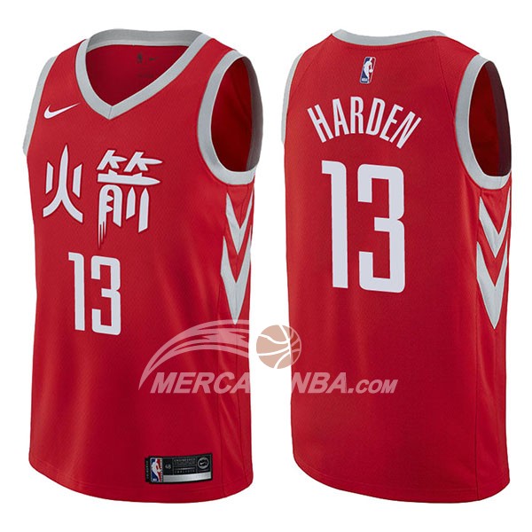 Maglia NBA Houston Rockets James Harden Ciudad 2017-18 Rosso